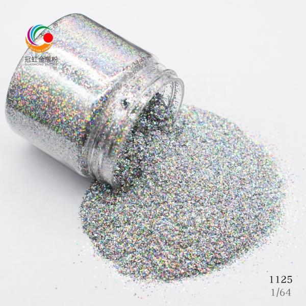 OEM Extra Fine Laser Hexagonal Bulk Holographic Glitter Powder Silver Polyester