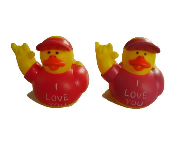 Phthalate Free Vinyl Small Yellow Rubber Ducks With Nation Flag Pattern