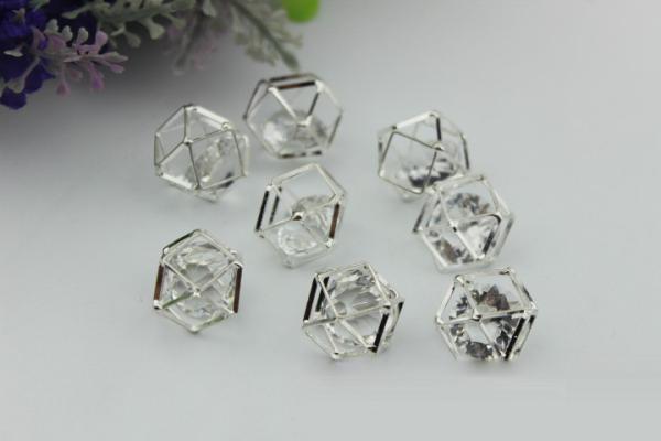 Handmade DIY metal zinc alloy gold nickel 17mm rhombus type diamond ball pendant