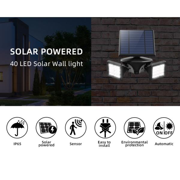 Waterproof Ip65 600LM 40 LED Solar Garden Light PIR Solar Powered Lawn Lights