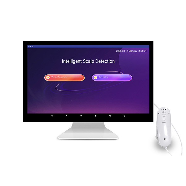 Máquina analizadora de cabello HD AI de 18.5 Android 10 con detector de salud capilar mediante escaneo microscópico