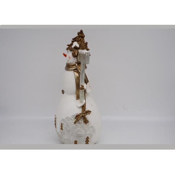 Customized Christmas Snowman Figurines , Polyresin Christmas Ornaments Crafts Gifts