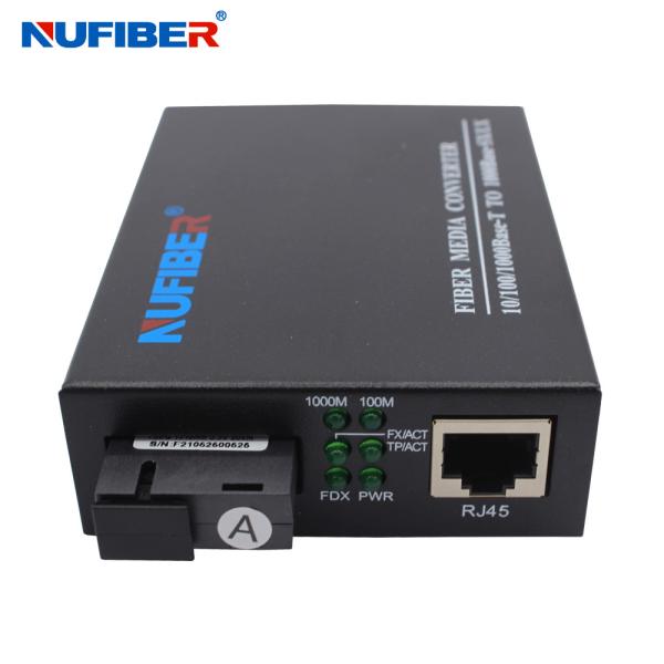 10/100/1000M Simplex Single Mode 1310nm / 1550nm SC 20KM Gigabit Media Converter