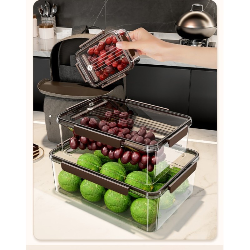 Crisper Bento Style Acrylic Food Storage Box Food Grade Clear Organizer for Fruits Vegetables Frozen Foods Refrigerator