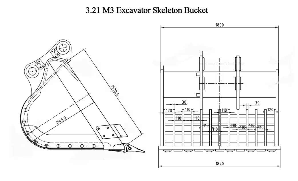 Heavy Duty Excavator Sieve Bucket Skeleton Grid Bucket for Sale