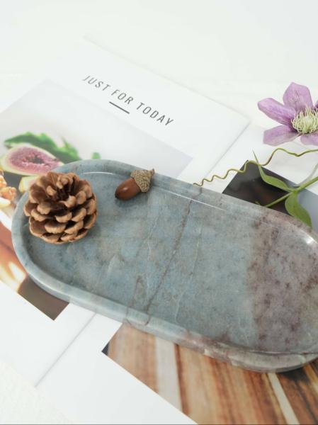 Brazil Rhine Green Marble Tray Contemporary Handcrafted Wear Resistant