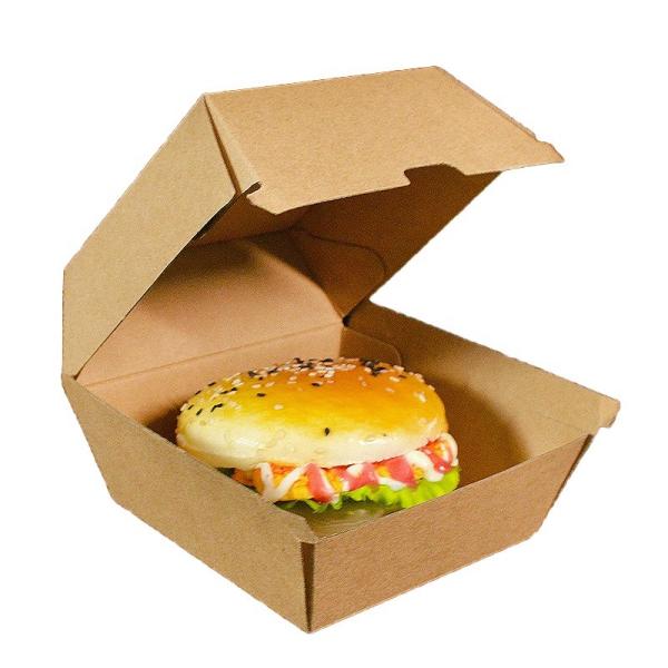 120x120mm PLA Lined Kraft Paper Burger Box Paperboard Grease Resistant Packaging