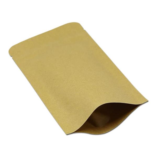 Custom Light Proof Aluminium Foil Laminated Brown Kraft Paper Stand Up Pouches for Tea Leaves Coffee Bean Food Packaging