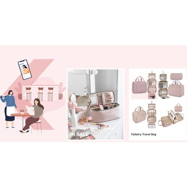 Travel Makeup And Toiletry Bag Organizer Hanging Hook Water Resistant 12x9x4