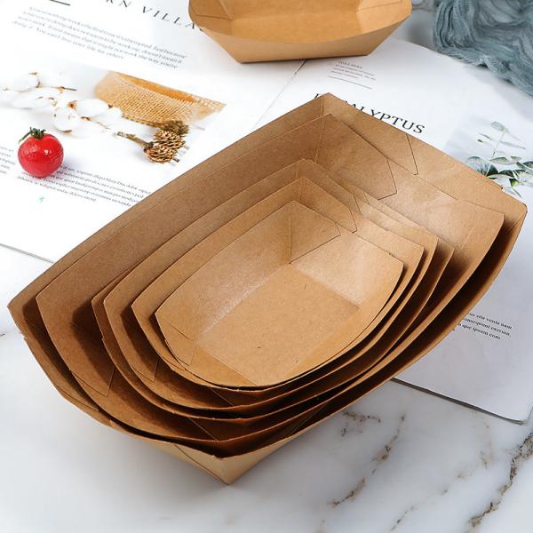 Disposable Kraft Paper Food Packaging Box for French Fries Custom Logo Design Solution