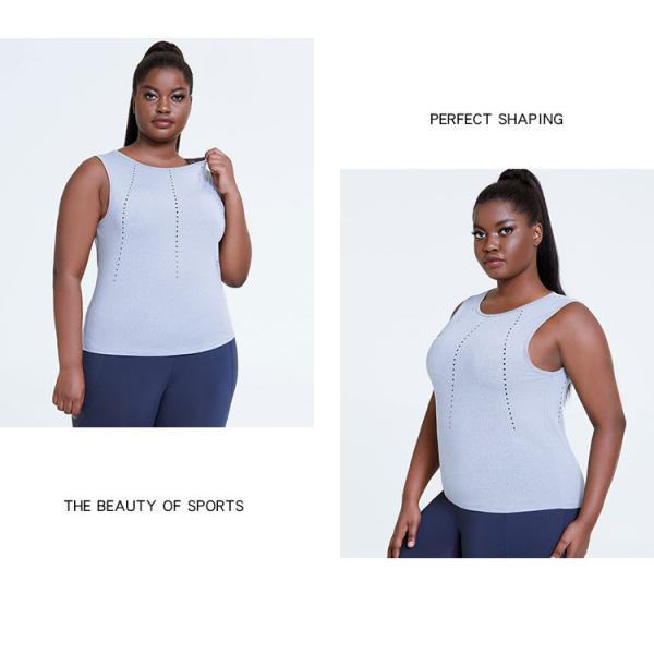customizable Women'S Plus Size Yoga Wear Round Neck Laser Cut Tank Top