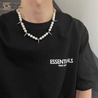 Homens de aço das mulheres da clavícula da colar do titânio de Hip Hop do pendente do cone da pérola