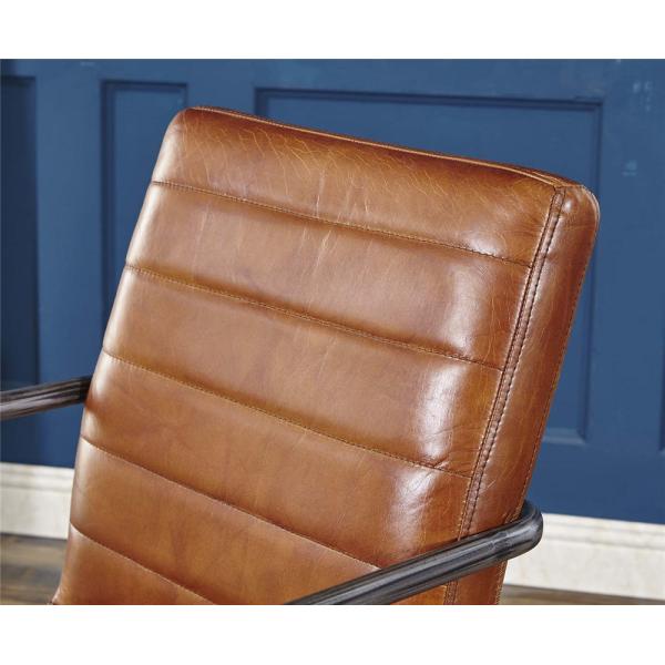 Vintage Real Leather Dining Room Chairs Light Brown Color Seater Long Service Life