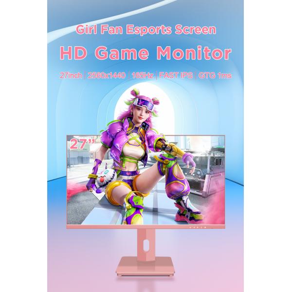 Color rosa LED de 27 pulgadas Monitor de juegos de PC 1K 2K 4K 100Hz 144Hz 165Hz 200Hz 240Hz Altura ajustable