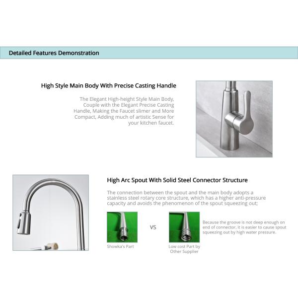 Кран раковины патрона кран IPX5 CUPC кухни тройного спрейера режима гибкий керамический