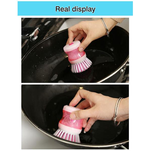 Kitchen Cleaning Brush with ABS Handle Soap Dispensing Plastic Dishwashing Brush