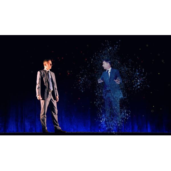 Transparent 95um Holographic Projection Display with 160° View Angle and 5x30m Size for Stage Shows