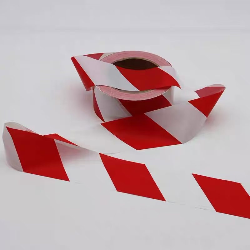 Custom Printed Logo Red and White Safety Warning Tape PE Non-Adhesive Barrier Tape for Construction Sites