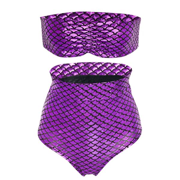 OEM Design High Waisted Mermaid Swimsuit Holographic Stretchy Liquid Wet Look