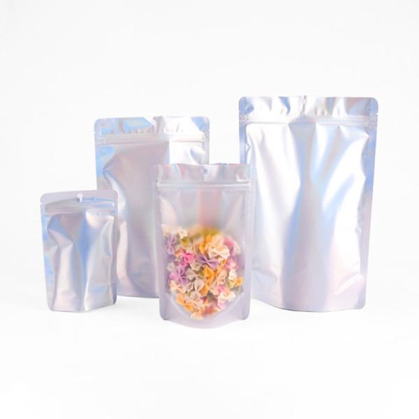 Durable Eco Friendly Zip Pouch Food Packaging CMYK Holographic Stand Up Pouch