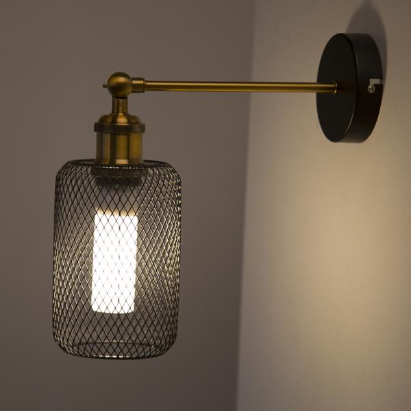 Vintage Iron net Wall Lamp Black metal cage Wall Lights Bedroom bedside lamp(WH-VR-98)