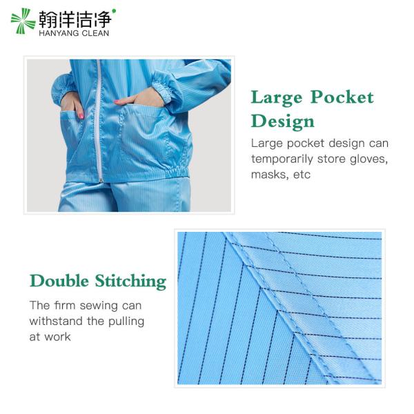 HANYANG CLEAN ESD Vêtements de travail 10e6-10e9 Ω Anti statique Unisexe lavable