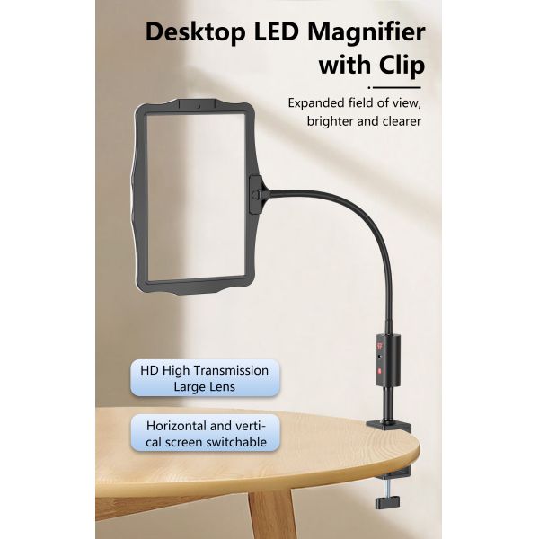 Adjustable Magnifier for Electronic Maintenance Reading Desktop Magnifying Glass 1.8X Multi-function Table Lamp Magnifying Glass