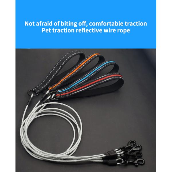 Comfortable Soft Padded 4FT Pet Leash Metal Anti Chew Leash Strong Anti Bite