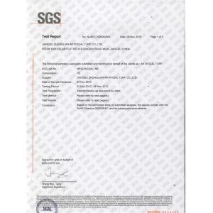 Jiangsu Zhonglian Artificial Turf Co., Ltd Сертификации