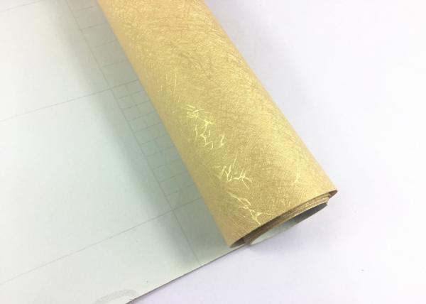 Fire - Proof Washable Damask Self Adhesive Wallpaper Golden Color European Style