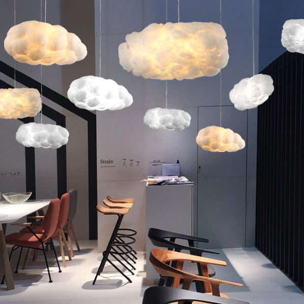 2 Heads E27 Screw White Cloud Silk Material 100cm Modern Pendant Light