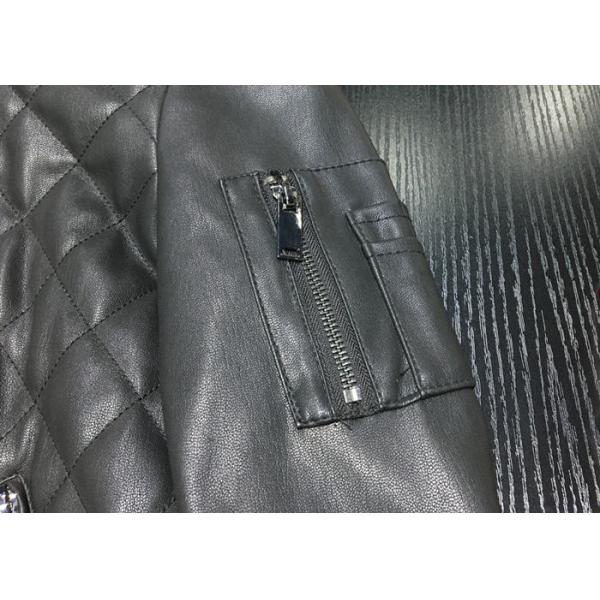 Winter Pleather Black Women Pleather Coats Ribbed Collar And Hem XS - XXL Size