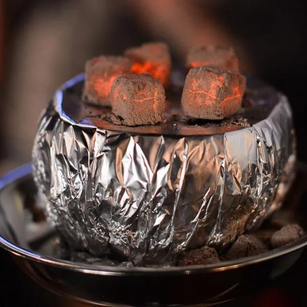 Серебряный ролик Кокосовый уголь Алюминий Шиша Стекло Кальян Чаша Кальян Нагревательная бумага