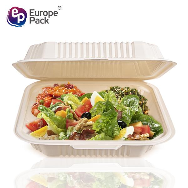 Food grade eco friendly cornstarch tableware 900ml biodegradable 3 compartment lunch box