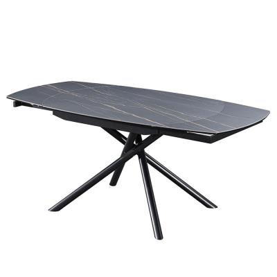 Extendable Black Marble Side Table , Multiscene Modern Dining Room Table