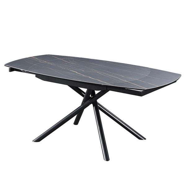 Extendable Black Marble Side Table , Multiscene Modern Dining Room Table