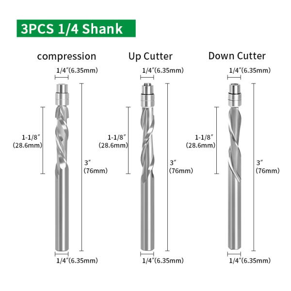 Customized Inch Size AstraHP Coated Solide Carbide Compressor Up/Down 2 Flute Spiral Cutter Up-Cut Flush Trim Router Bit