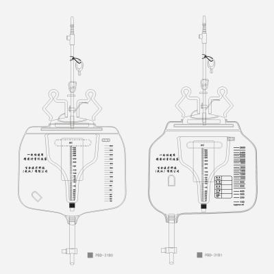 Saco de coleção descartável da urina de ICU Foley com medidor medido do volume