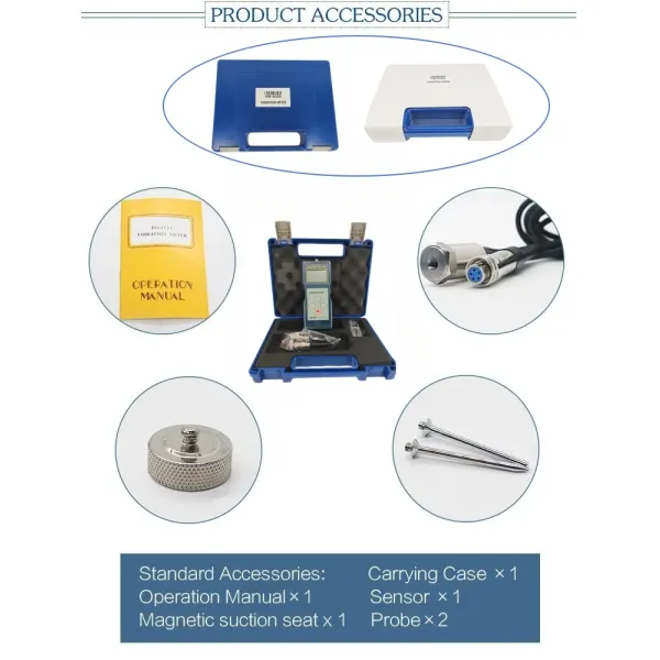 VM-6320 Professional Vibration Meter and Analyzer with 0.1~199.9 M/S2 Acceleration Range, 10 Hz ~ 10k Hz Frequency, and 5% Accuracy