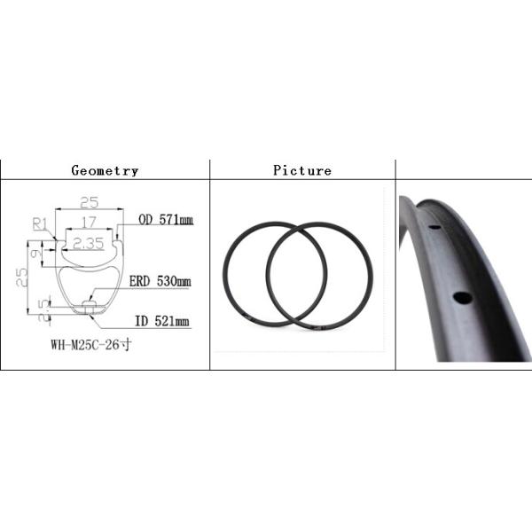 2014 new ultralight carbon rim for mtb bike 25x25mm clincher 26