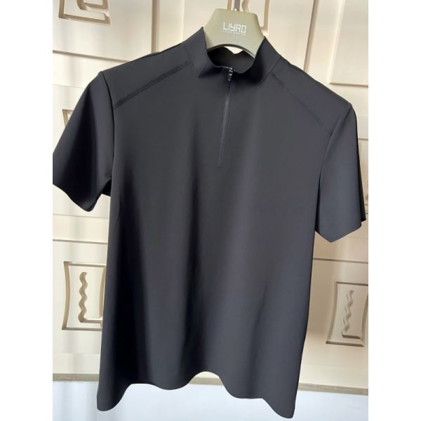 Men High Neck Short Sleeve Shirts Stretch Quick Dry and Breathable Fabric for Outdoor Sport T-shirt