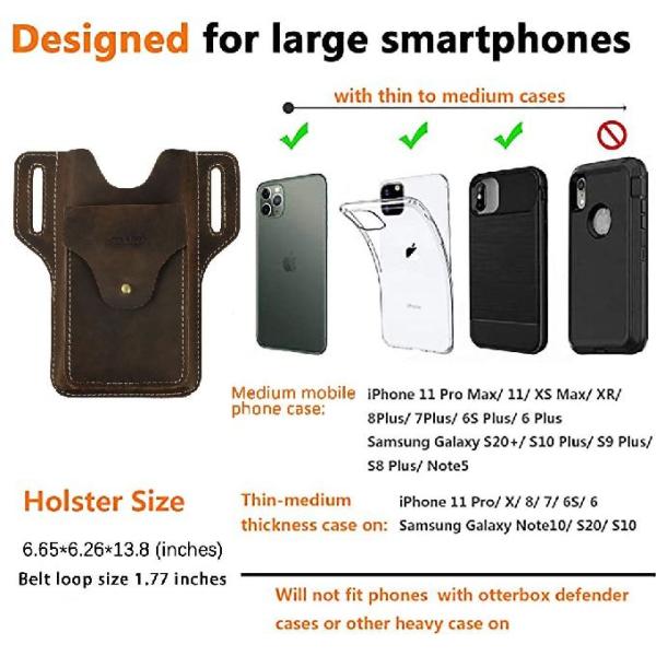 Bolsa de funcionamiento de la correa de la piel de vacuno del vintage de los hombres para el móvil