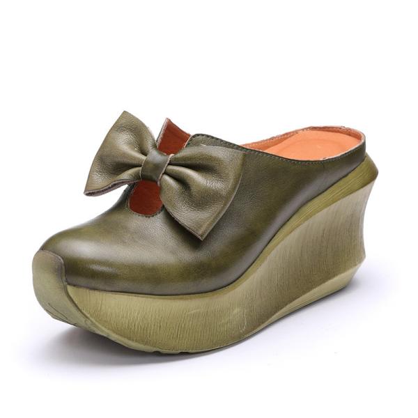 S3112020 Spring And Summer New Leather Slope With Original Handmade Bow Female Sandals