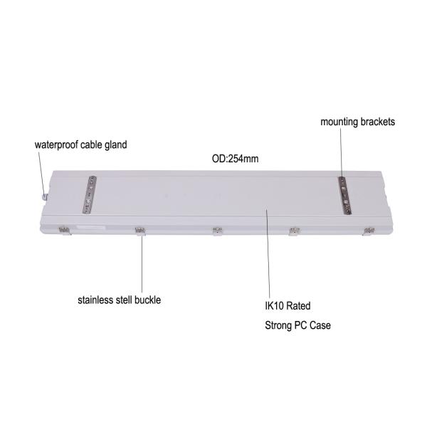 100W 3500K 4FT LED Vapor Tight Light Fixture with Transparent Polycarbonate Diffuser