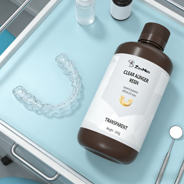 Transparent clear aligner resin featuring 50 microns layer thickness and high tensile strength suitable for orthodontic