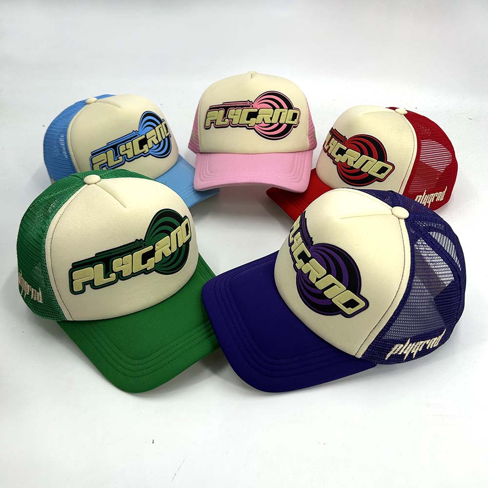 Puff Print Foam Mesh Trucker Caps Powder Puff Printing Personalized Cap