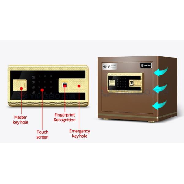 Coffee Solid Steel Office Safe Box Dual Alarm Fingerprint Safe Box Small Safe