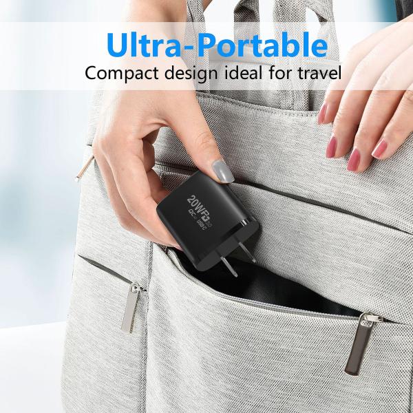 20W USB C Charger QC 3.0 2 Port LED Wall Adapter For IPhone 12 11 AirPods