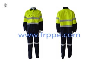 Two Tones Hi Vis Yellow Navy Blue 350gsm Fire Retardant Suit