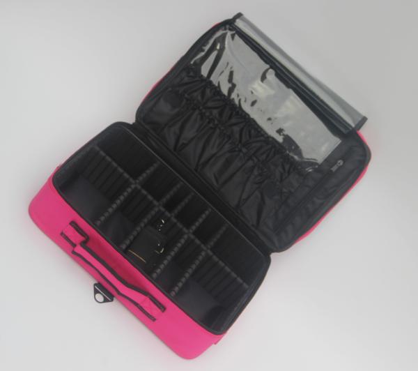 Oxford Beauty Bag With Double Zipper Fabric Makeup Train Case For Artist Rose Cosmetic Bag 3 Layer Organizer